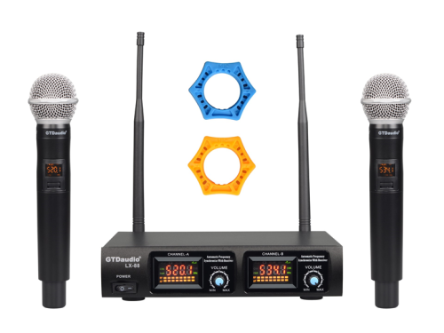 UHF 2 x 32 Adjustable Frequencies, Channels Professional Wireless Microphone Karaoke System (with 2 Metal Mics)